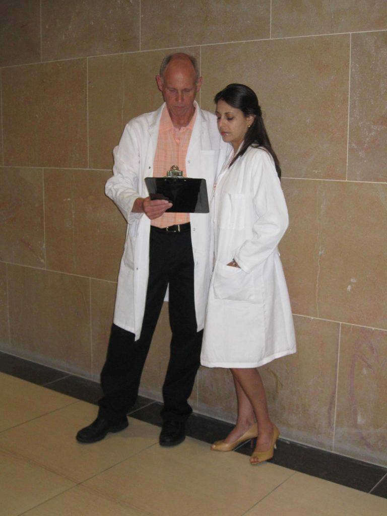 Bob and his wife Rosemary working at the IVF Laboratory