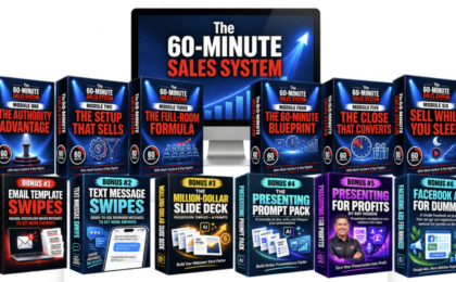 graphic of courses and bonuses as part of the 60-minute sales system review